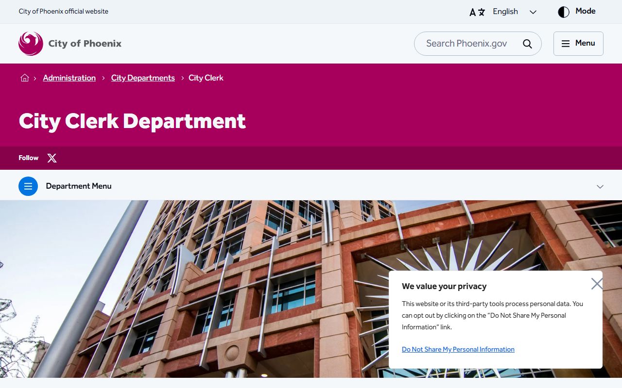 Phoenix City Clerk office website