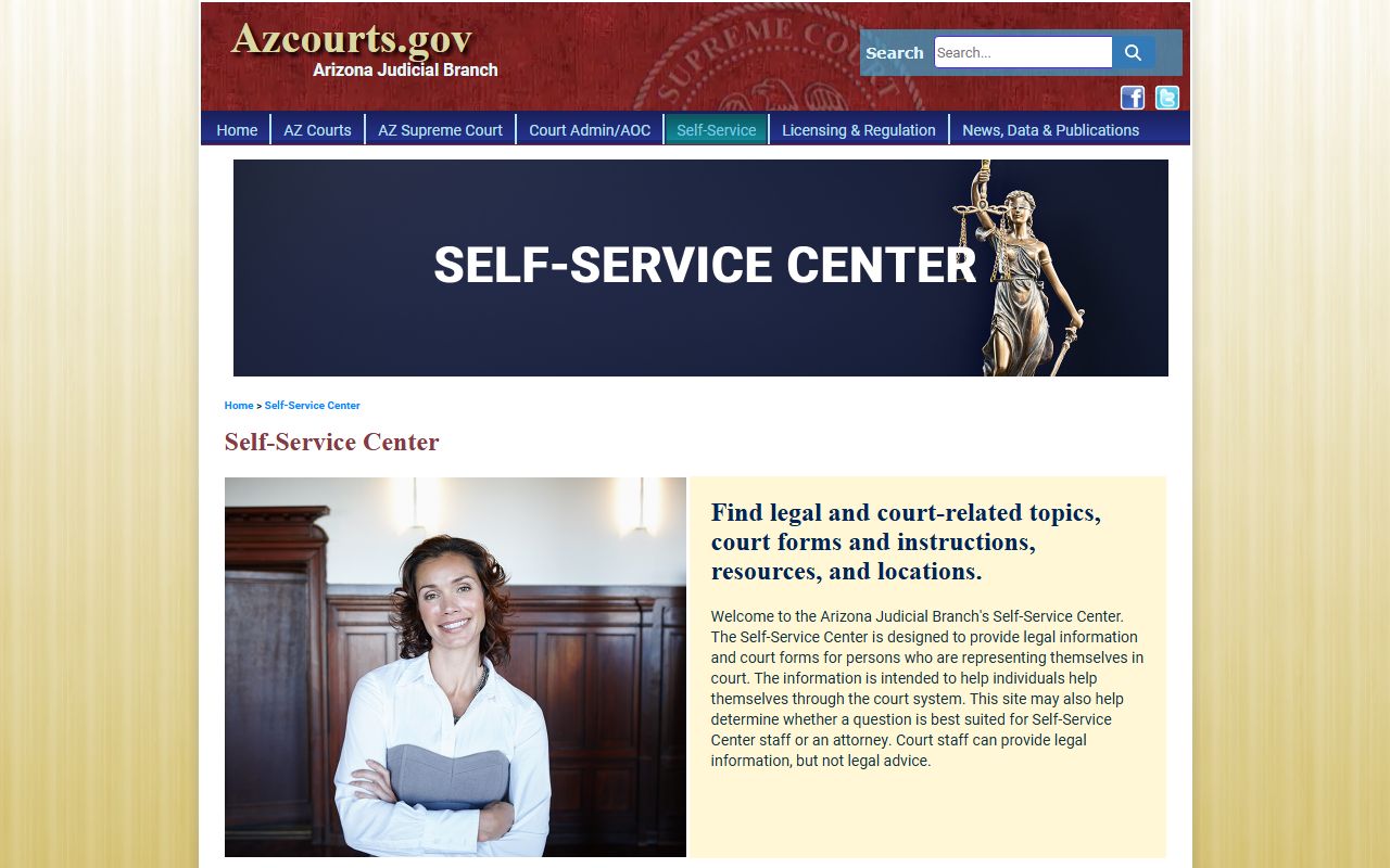 Arizona Courts Self Service Center for family court resources